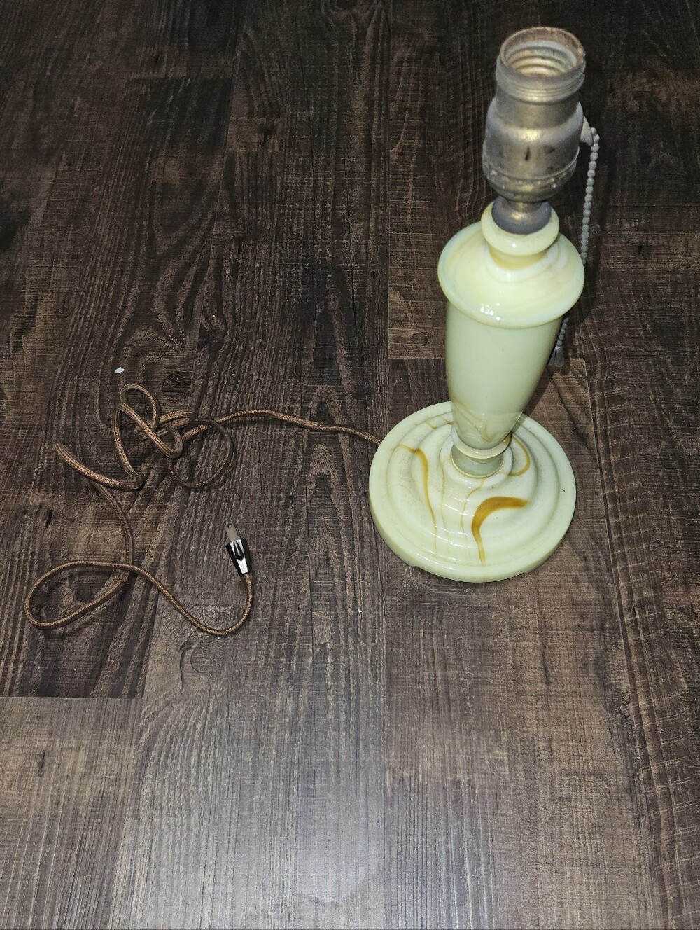 Vintage 1930s Houzex Green Slag Glass Lamp Base Art Deco